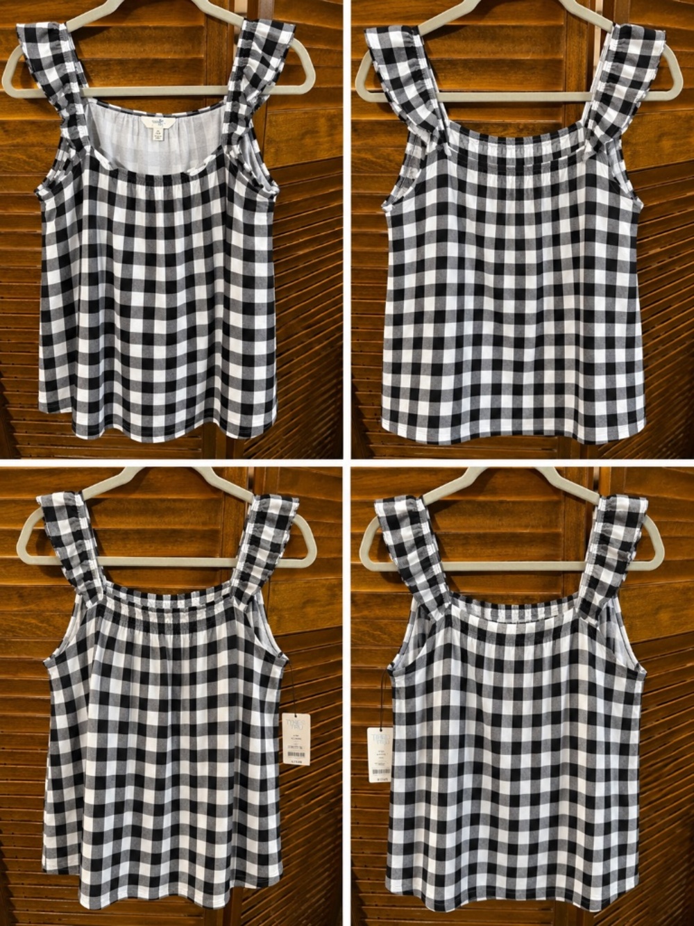 Womens Terra and Sky black gingham check sleeveless tank 0x new